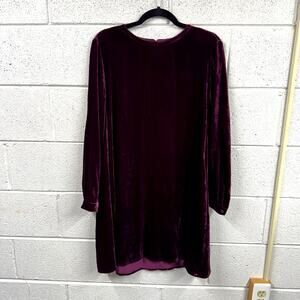 Eileen Fisher Womens S Velvet Silk Mini Shift Dress Fairy Grunge Witchy Holiday